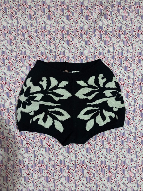 Free People Pants - Free People Black High-Waist Floral Knit Shorts